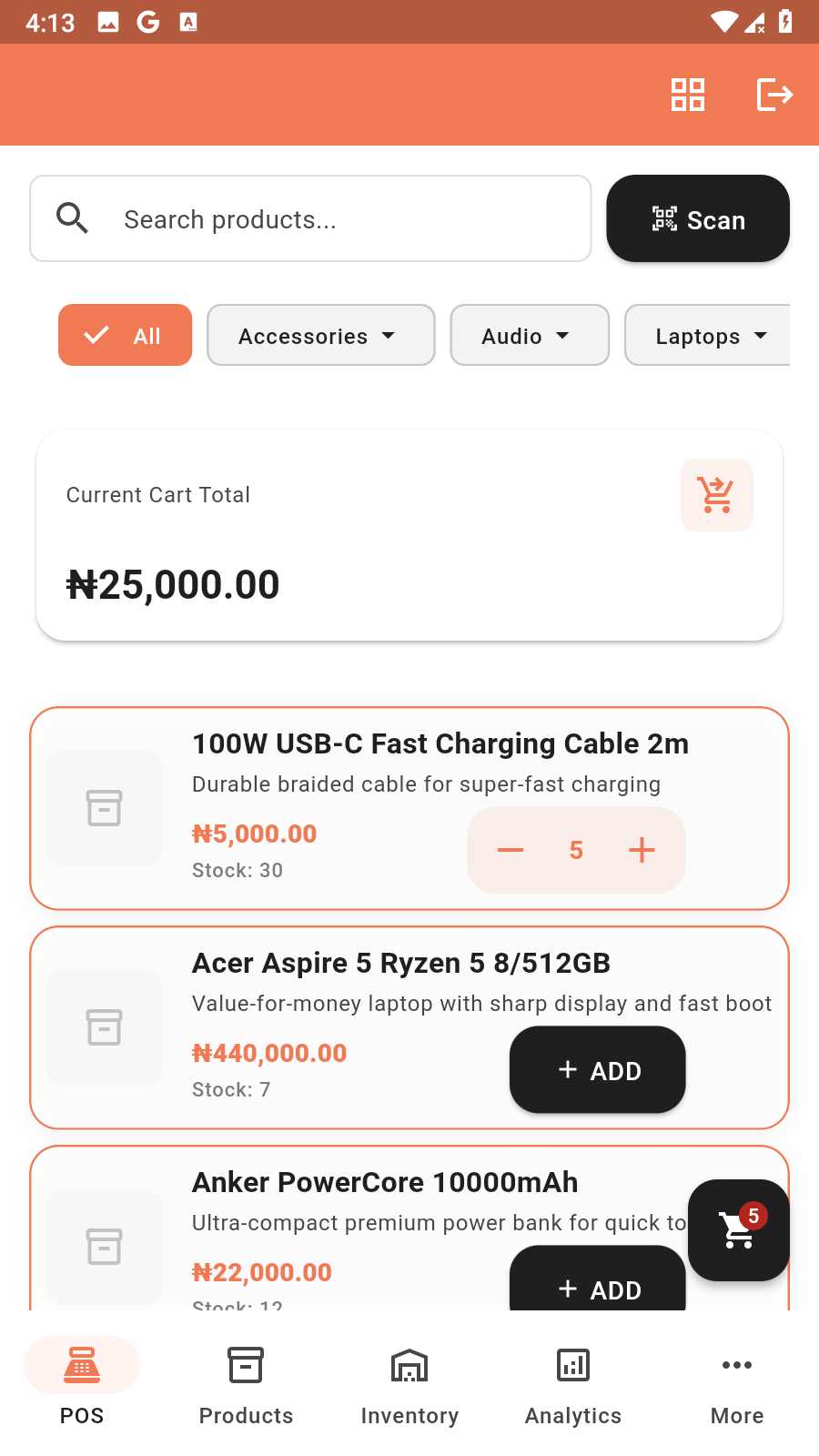 Point of Sale on mobile