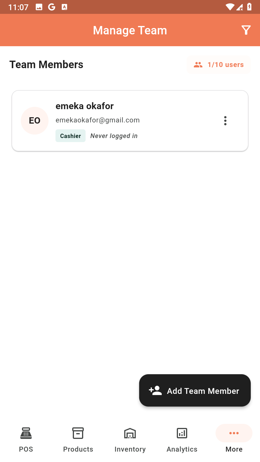 Team management on mobile